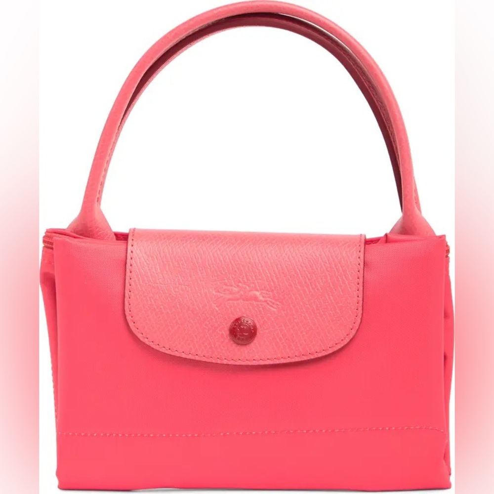 NWT Longchamp Medium Le Pliage Club Leather Trim Top Handle Bag